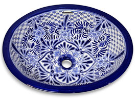 IMPERIAL AZUL - Einbauwaschbecken oval groß aus Mexiko