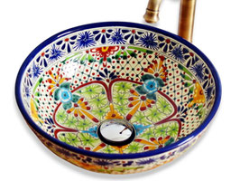 Mexikanisches Waschbecken farbig AVENTURA – Mittelgroß, rund MEX3