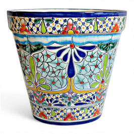 Mexikanischer Pflanztopf groß 34 cm – CARIBE (bunt, handbemalt)