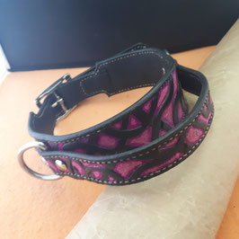 HANDSTICHED PINK LEATHER DOGCOLLAR WITH HANDLE