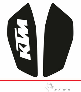 kit 2 caches phares microperforés DJS pour KTM duke 125 ( 2017-2022) - réf 009-fond noir logo blanc