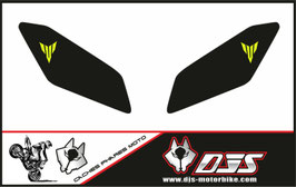 kit 2 caches phares microperforés DJS pour Yamaha MT-09 / MT09 (2017-2020) - réf 001 - fond noir logo jaune