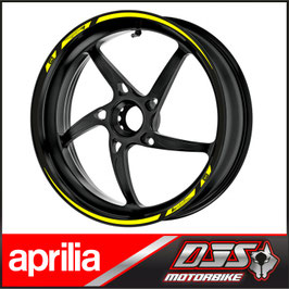 LISERÉS JANTES APRILIA RSV4 CLASSIC - FOND JAUNE LOGOS NOIRS - MODELE 2