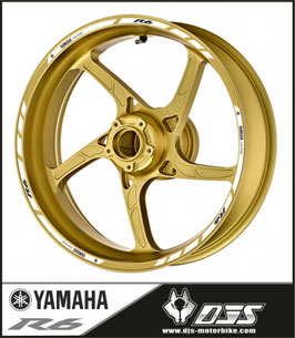LISERÉS DE JANTES pour yamaha r6 - FOND BLANC LETTRAGE NOIR- JANTES COULEURS-