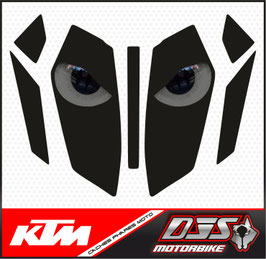 kit 2 caches phares microperforés DJS pour KTM duke 125 (2024-2026) - réf yeux 010