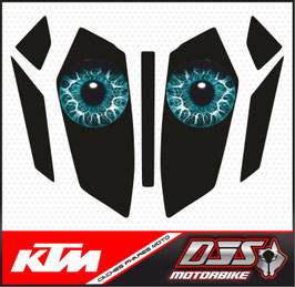 1 jeu de caches phares DJS pour KTM DUKE 390 2024 microperforés qui laissent passer la lumière - référence : yeux modèle 17-