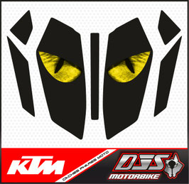 kit 2 caches phares microperforés DJS pour KTM duke 125 (2024-2026) - réf yeux 003