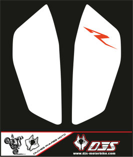 kit 2 caches phares microperforés DJS pour KTM duke 890 (2020-2023) - réf 008 - fond blanc logo orange