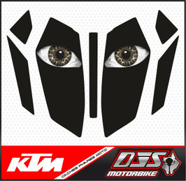 kit 2 caches phares microperforés DJS pour KTM duke 125 (2024-2026) - réf yeux 018