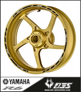 LISERÉS DE JANTES pour yamaha r6 - FOND NOIR LETTRAGE BLANC - JANTES COULEURS-