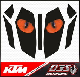 kit 2 caches phares microperforés DJS pour KTM duke 125 (2024-2026) - réf yeux 002