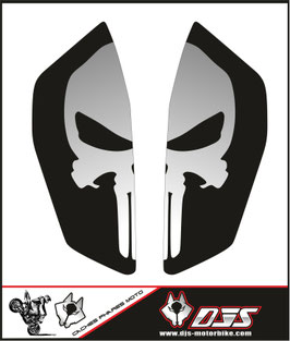 kit 2 caches phares microperforés DJS pour KTM duke 790 ( 2018-2020) - réf Punisher 002 - fond noir logo gris