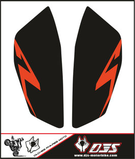 kit 2 caches phares microperforés DJS pour KTM duke 390 (2017-2023) - réf 012 - fond noir logo orange