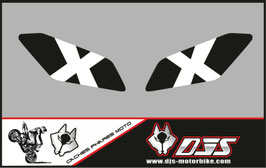 kit 2 caches phares microperforés DJS pour Yamaha MT-09 / MT09 (2017-2020) - réf 004 - fond noir logo blanc