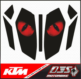 1 jeu de caches phares DJS pour KTM DUKE 390 2024 microperforés qui laissent passer la lumière - référence : yeux modèle 1-