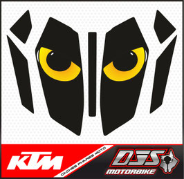 kit 2 caches phares microperforés DJS pour KTM duke 125 (2024-2026) - réf yeux 009