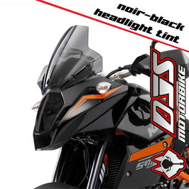 1 jeu de caches phares DJS pour KTM SMT 990 2009-2013 - référence : KTM SMT 990 2009-2013-noir-black headlight tint