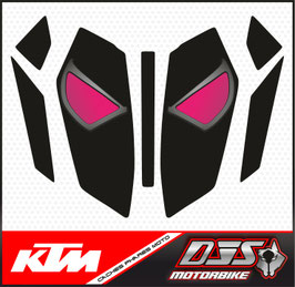 kit 2 caches phares microperforés DJS pour KTM duke 125 (2024-2026) - réf yeux 014