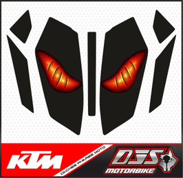 kit 2 caches phares microperforés DJS pour KTM duke 125 (2024-2026) - réf yeux 006