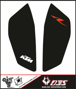 kit 2 caches phares microperforés DJS pour KTM duke 125 ( 2017-2022) - réf 004 -fond noir logo orange et blanc