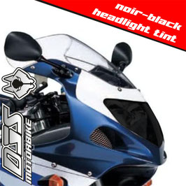 1 jeu de caches phares DJS pour SUZUKI GSX-R 600-750-1000 2000-2002 - référence : SUZUKI GSX-R 600-750-1000 2000-2002 -noir-black headlight tint