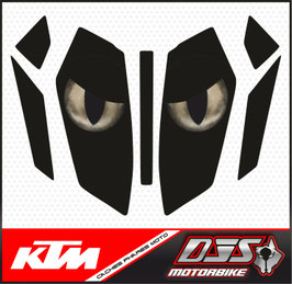 1 jeu de caches phares DJS pour  KTM DUKE 390 2024 microperforés qui laissent passer la lumière - référence : yeux modèle 12-