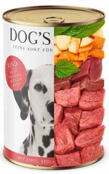 DOG´S LOVE Nassfutter Sorte Rind mit Apfel, Spinat und Zucchini