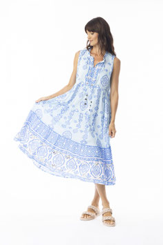 ORIENTIQUE  Clara blue Dress midi - ärmellos