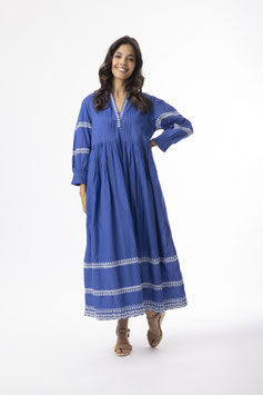 ORIENTIQUE  Embroidered Essentials Dress - blue