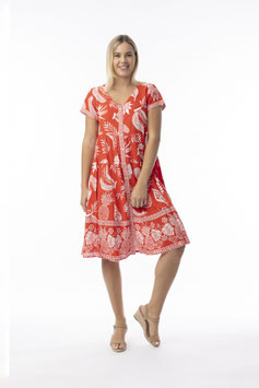 ORIENTIQUE  Comodoro red Dress - mit Ärmel