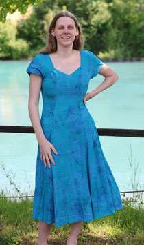 CAMPUR Kleid - Heide blau mit runden Muster