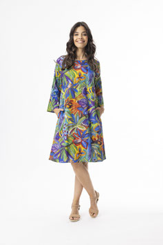 ORIENTIQUE  Zapallar Dress Contemporary Frill Sleeve - print
