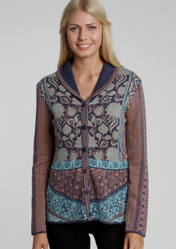 Damen Strickjacke mit Kragen, blau