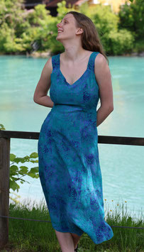 CAMPUR Kleid - Midi blau mit runden Muster