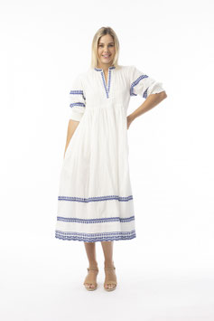 ORIENTIQUE  Embroidered Essentials Dress - white