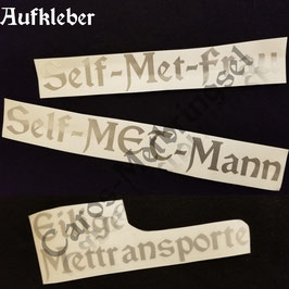 Aufkleber "Self-Met-Frau" / "Self-Met-Mann" / "Eilige Mettransporte"
