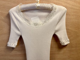 Oscalito T-Shirt Wolle Seide Rippe mit Spitze