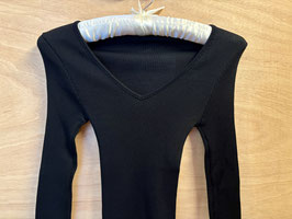 Oscalito LS-Body Wolle Seide Rippe in Schwarz