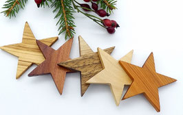 5 Holzsterne aus verschiedenen Hölzern für den Weihnachtsbaum