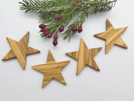 4 Holzsterne-Anhänger aus Olivenholz
