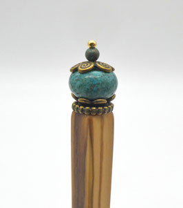 Haarstab aus Olivenholz & Chrysokoll