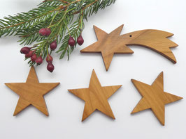 3 Holzsterne & 1 Komet aus Kirsche