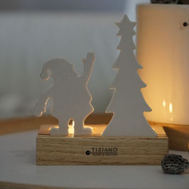 Tiziano Lichtobjekt Sandane mit Santa und Tanne auf Holzbase