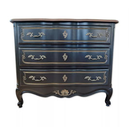 Commode ancienne galbée noire et or - VENDUE