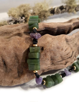 Pounamu Bracelet with Amethyst - LD