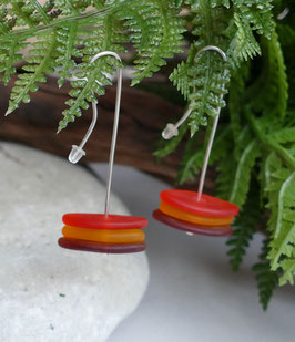 Three Bead - Glass Earrings Hoops
