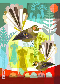Fantail in Kowhai