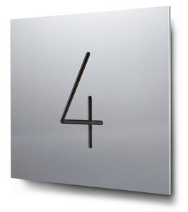 Hausnummer "4" konturgeschnitten in Aluminium, Art. HN185CC0010-4