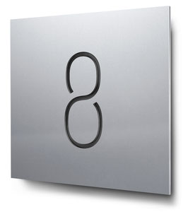 Hausnummer "8" konturgeschnitten in Aluminium, Art. HN185CC0010-8