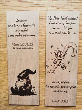 Marque-page en bois Citation Noël - verso personnalisable